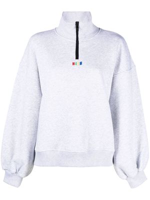 MSGM embroidered-logo long-sleeve sweatshirt - Grey