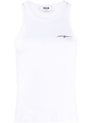 MSGM embroidered-logo ribbed tank top - White