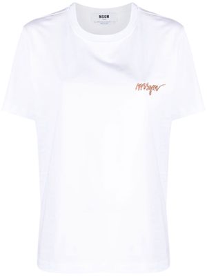 MSGM embroidered logo short-sleeve T-shirt - White