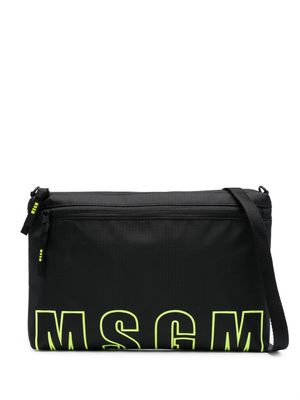 MSGM embroidered-logo shoulder bag - Black