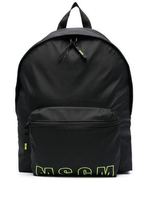 MSGM embroidered-logo zip-up backpack - Black
