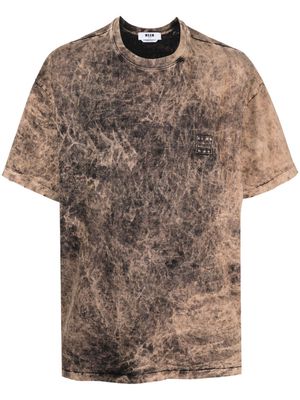MSGM faded-effect cotton T-shirt - Brown