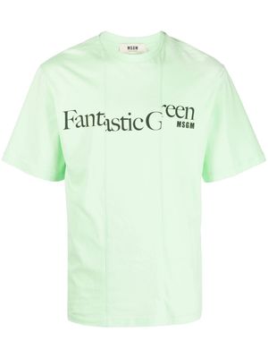 MSGM Fantastic Green asymmetric T-shirt