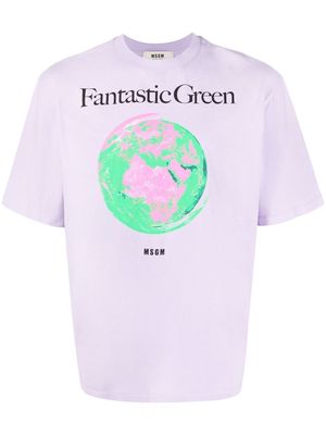 MSGM Fantastic Green organic cotton T-shirt - Purple