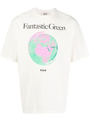 MSGM Fantastic Green organic cotton T-shirt - White