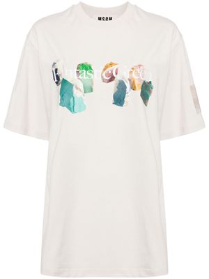 MSGM Fantastic Green-print cotton T-shirt - Neutrals