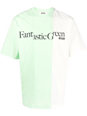 MSGM Fantastic Green two-tone T-shirt - White