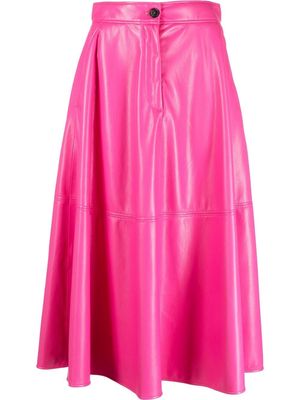 MSGM faux-leather A-line midi skirt - Pink