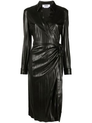 MSGM faux-leather pleated dress - Black