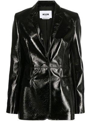 MSGM faux-leather single-breasted blazer - Black