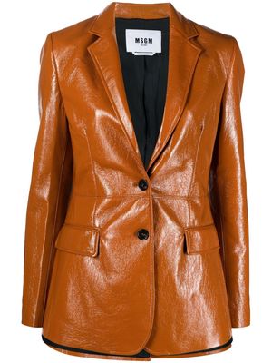 MSGM faux-leather single-breasted blazer - Brown