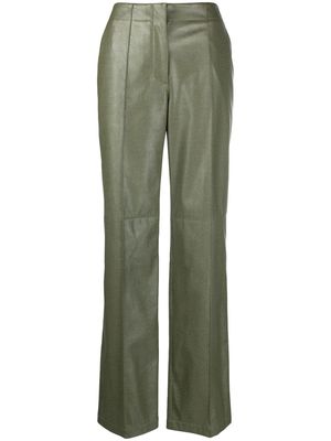 MSGM faux-leather straight-leg trousers - Green