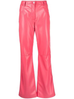MSGM faux-leather straight-leg trousers - Pink