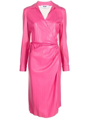 MSGM faux-leather wrap dress - Pink