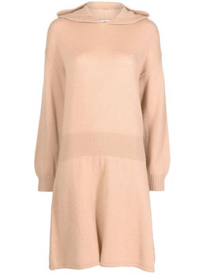 MSGM fine-knit layered hoodie dress - Brown