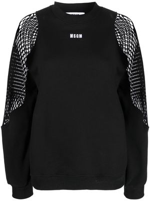 MSGM fishnet-style detail sweatshirt - Black