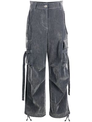 MSGM Flock Denim high-waisted cargo jeans - Grey