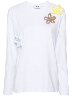 MSGM floral-appliqué cotton T-shirt - White