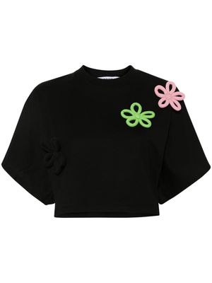 MSGM floral-appliqué T-shirt - Black