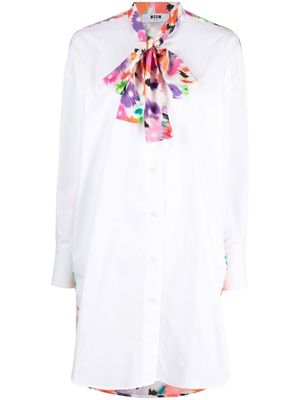 MSGM floral-detail cotton shirt dress - White
