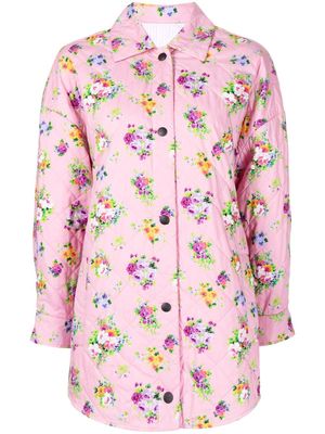 MSGM floral-print button-up quilted jacket - Purple
