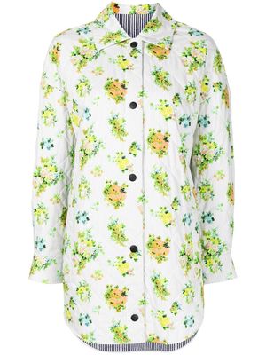 MSGM floral-print button-up quilted jacket - White