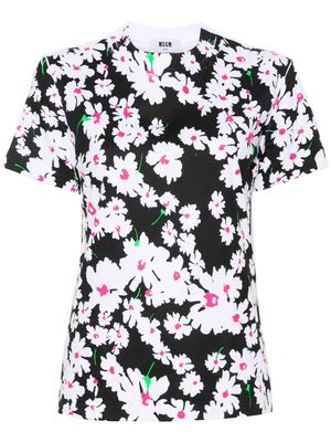 MSGM floral-print cotton T-shirt - White