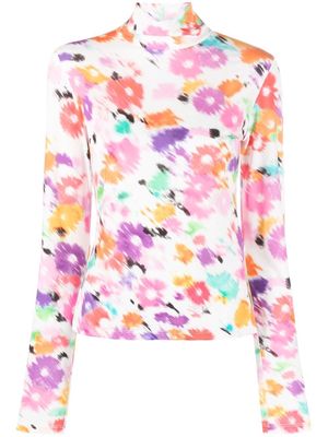 MSGM floral print long-sleeve jersey - White