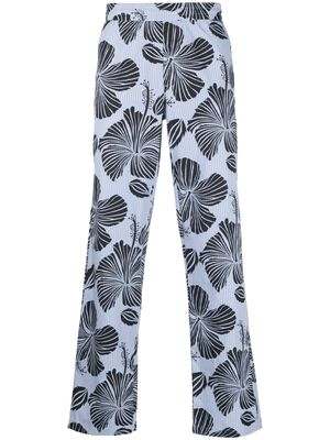 MSGM floral print long trousers - Blue
