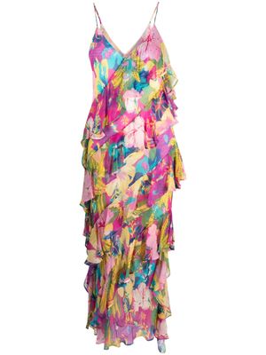 MSGM floral-print ruffled maxi dress - Pink