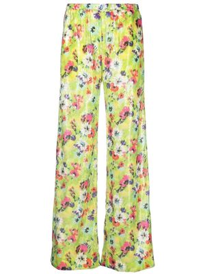 MSGM floral-print sequin-embellished trousers - Green