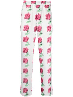 MSGM floral-print straight-leg trousers - White