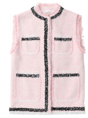 MSGM frayed button-up tweed vest - Pink