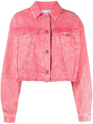MSGM frayed-detailing denim jacket - Pink