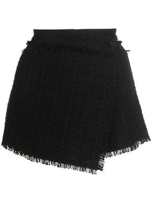 MSGM frayed-hem wrap skirt - Black