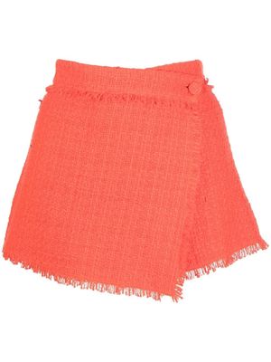 MSGM frayed-hem wrap skirt - Orange
