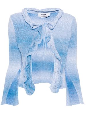 MSGM frilled-detail cardigan - Blue