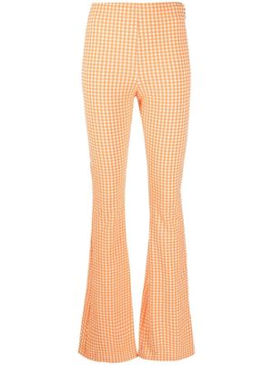 MSGM gingham-check flared trousers - Orange