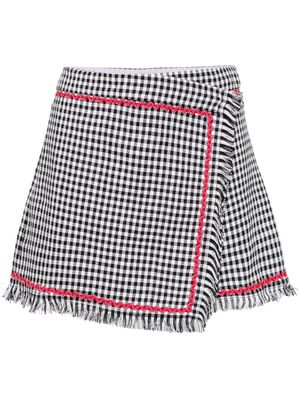 MSGM gingham frayed skorts - Black