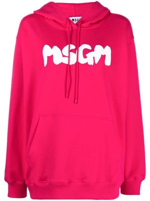 MSGM graffiti-print drawstring hoodie - Pink