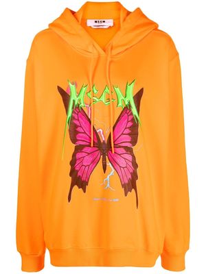 MSGM graphic-print cotton hoodie - Orange