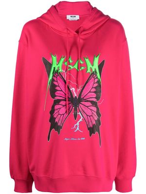 MSGM graphic-print cotton hoodie - Pink