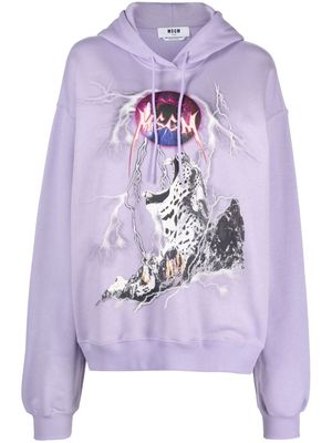 MSGM graphic-print cotton hoodie - Purple