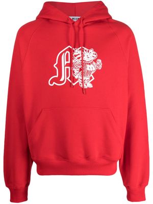 MSGM graphic-print cotton hoodie - Red