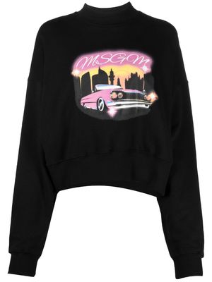 MSGM graphic-print cotton sweatshirt - Black