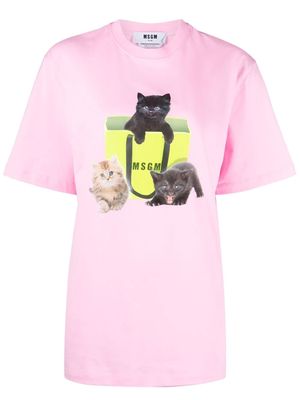 MSGM graphic-print cotton T-shirt - Pink