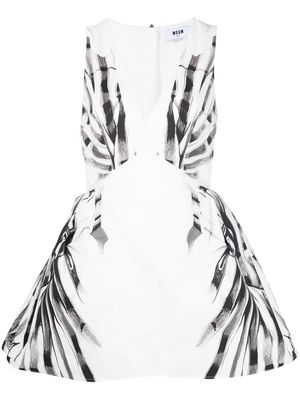 MSGM graphic-print flared mini dress - White