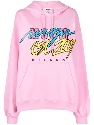 MSGM graphic-print jersey hoodie - Pink