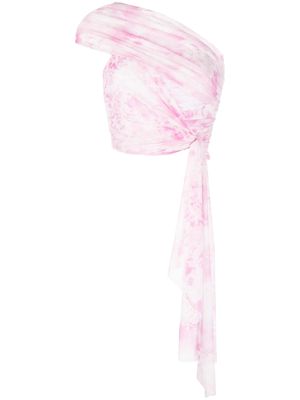 MSGM graphic-print one-shoulder cropped top - Pink