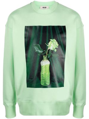 MSGM graphic-print organic-cotton sweatshirt - Green